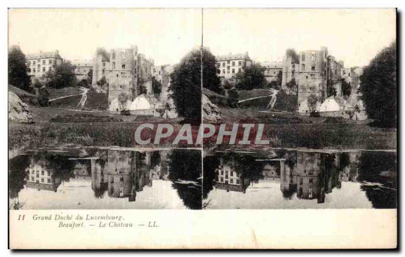 Stereoscopic Card - Grand Duchy of Luxembourg - Beaufort - Le Chateau - Old P...