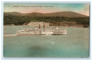 c1930's Steamer Alexander Hamilton From West Point Handcolored Postcard 