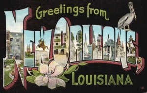 Postcard 1958 Large Letter Gateway To Great Mississippi Valley New Orleans