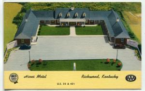 Hines Motel Richmond Kentucky linen postcard