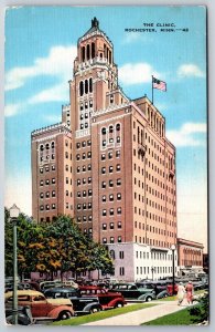 Rochester Minnesota~The Clinic From Street~Vintage Linen Postcard