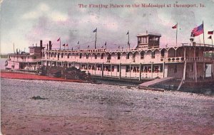 The Floating Palace,On The Mississippi River,Davenport IA,Old Post Card