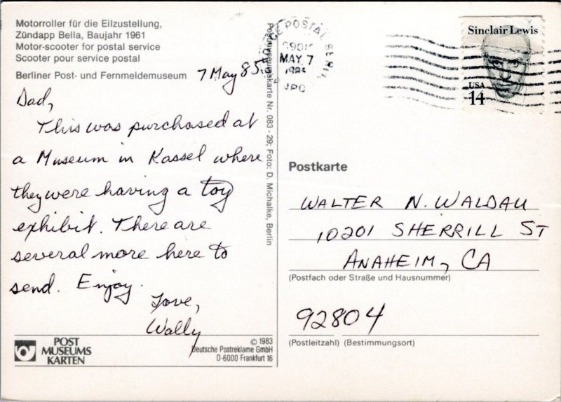 Postcard German Motor-Scooter for postal Service