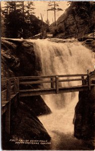 USA First Fall Of Seven Falls South Cheyenne Canyon Colorado Postcard 09.71