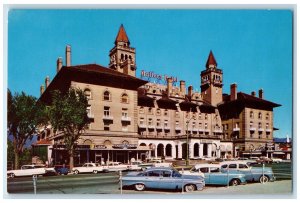 c1960's Cars Parked at The Antlers Hotel, Colorado Springs Colorado CO Postcard 
