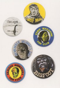 Wolf Man Bigfoot Mummy Famous Film Monsters Button Badge Postcard