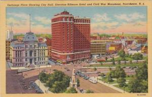Rhode Island Providence Exchange Place Showing City Hall Sheraton-Biltmore Ho...