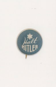 Halt Hitler 1930s Anti German Protest War Badge Button Postcard