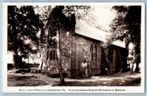 c1940's Rear View Of Church At Jamestown Virginia VA RPPC Photo Vintage Postcard