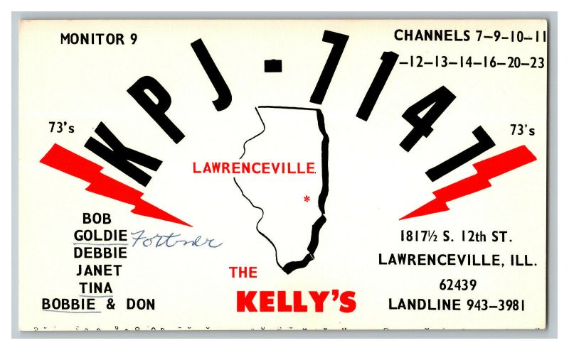 QSL Radio Card From Lawrenceville ILL Illinois KPJ - 7147 