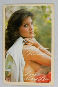 Beautiful Dark Hair Woman With Striped Polo - Miami, Florida - Vintage Postcard
