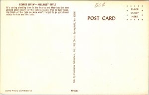 Ozarks Livin Hillbilly Style Donkey Plow Postcard UNP VTG Unused Vintage Chrome 