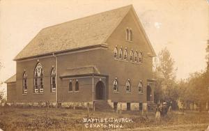 Cokato Minnesota~Couple Strolling Past Baptist Church~House in Trees~1910 RPPC