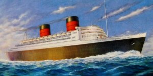 Vintage Art Deco Cunard White Star RMS Queen Elizabeth Unused Postcard P20