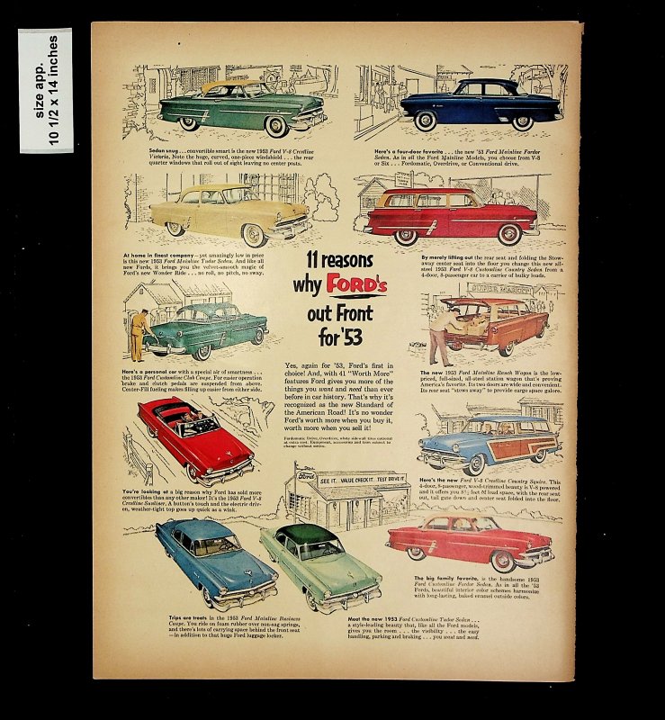 1953 11 Reasons why Ford's Out Front Vintage Print Ad 014733