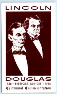 FREEPORT, IL ~ Centennial LINCOLN DOUGLAS DEBATE 1958 Silhouettes Postcard