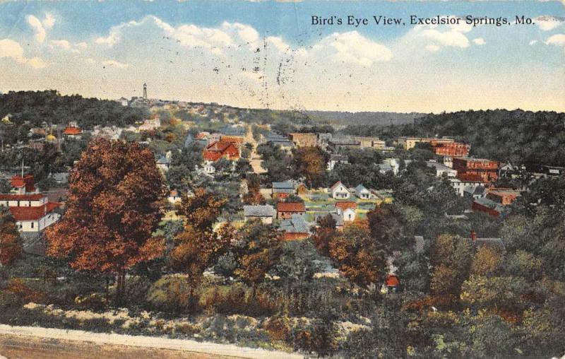 Excelsior Springs Missouri Birdseye View Of City Antique Postcard K51862