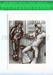 219206 Tom of FINLAND gay theme drawing old postcard