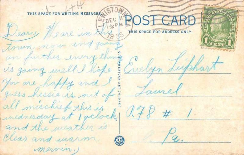 Lewistown Pennsylvania Birdseye View Of City Antique Postcard K58164