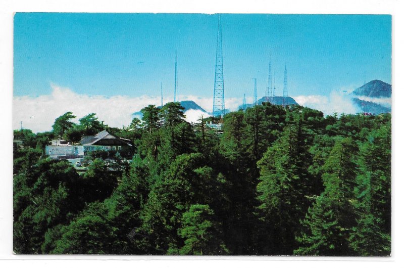 Mt Wilson CA TV Towers and Hotel Sierra Madre Vintage California Postcard