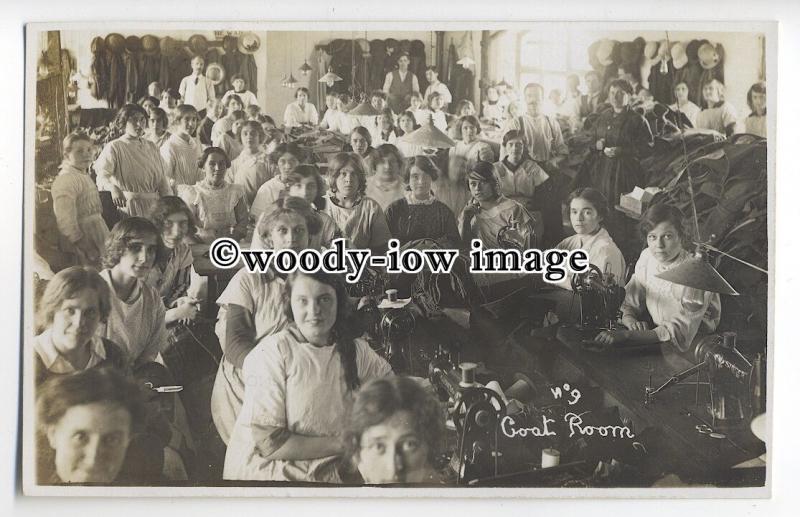 su2844 - Women at Sewing Machines in Coat Room of Unknown Factory - postcard