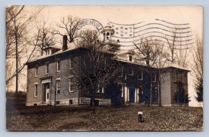 J87/ New Athens Ohio RPPC Postcard c1910 School Building Cadiz 1385