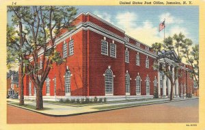 NEW YORK CITY, New York NY   POST OFFICE  Jamaica~Queens  c1940's Linen Postcard