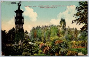 East Greenwich Rhode Island 1916 Postcard Windmill Flower Garden Wm Taylor Home