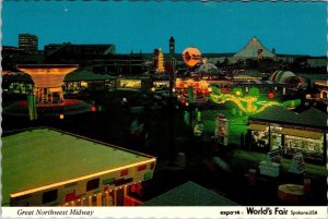 Spokane WA Washington MIDWAY~AMUSEMENT RIDES  World's Fair Expo 74  4X6 Postcard