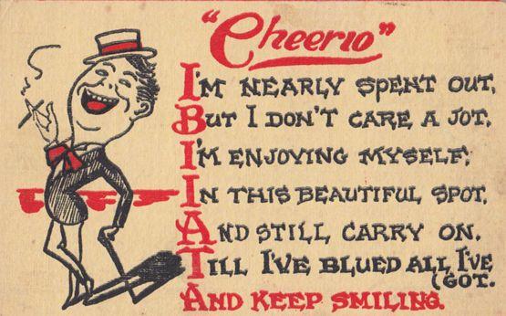 I'm Skint Broke Drunk & Spent ALL My Money Comic Proverb Motto Antique Postcard