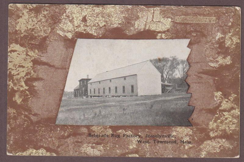 Belgrade Rug Factory, Josselynville, West Townsend Massachusetts 1907 Postcard 