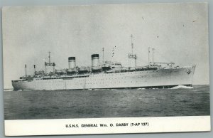 MILITARY SHIP USNS GENERAL Wm. O. DARBY ANTIQUE POSTCARD