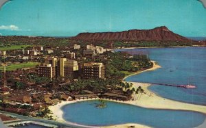 Hawaii Aerial View of Waikiki Vintage Postcard 07.52