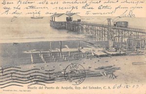 Puerto de Acajutla Salvador Harbor and Beach Scene Vintage Postcard AA9786