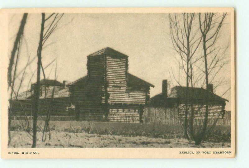 Fort Dearborn Replica Chicago Expo Century of Progress B&W Photo 1933 Postcard