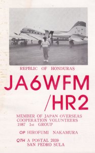 Honduras Japanese Volunteers San Pedro QSL Japan Plane Radio Card