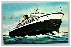 Vintage 1940's Postcard SS Spartan Passenger Ship Great Lakes Passenger Ship