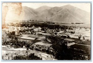 1919 Birds Eye View Of Town Mountains Hailey Idaho ID RPPC Photo Postcard