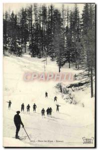 Old Postcard of Sports & # 39hiver Skiers Skiing Alpine Hunters