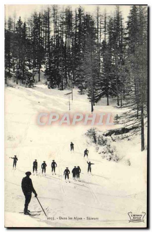 Old Postcard of Sports & # 39hiver Skiers Skiing Alpine Hunters