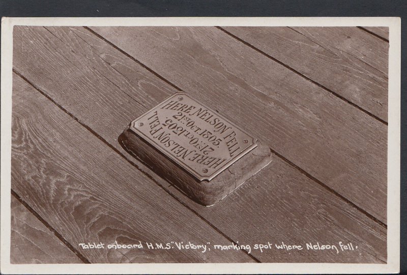 Hampshire Postcard - Tablet Onboard HMS Victory, Spot Where Nelson Fell  RS6562