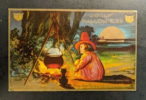 1910 Jolly Halloween Embossed Illustrated Halloween Postcard Cover PA