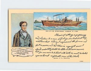 Postcard John Fitch, Inventor Of The Steamboat, Bardstown, Kentucky