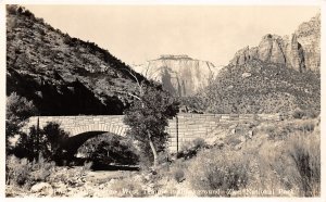 F89/ Zion National Park Utah RPPC Postcard c1940s Pine Creek Bridge 1