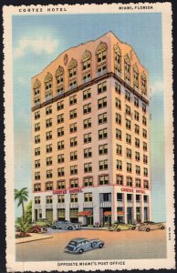 Florida Cortez Hotel opposite MIAMI'S Post Office - pm1943 - LINEN