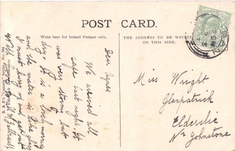 OBAN SCOTLAND UK~GENERAL VIEW~CREST~MACDUFF TARTAN~B&R CAMERA SERS POSTCARD 1907