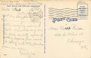 WWII era Linen Postcard Greetings from Fort Bliss Texas, Tank Cavalry Artillery