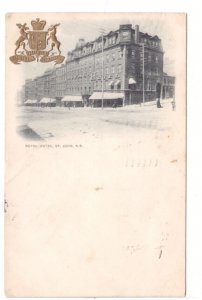 Royal Hotel, St John, New Brunswick, 1904 Embossed Heraldic Vignette Postcard