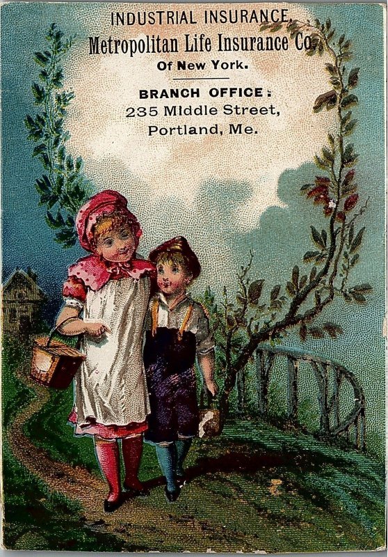 1880s METROPOLITAN LIFE INSURANCE VICTORIAN CHILDREN TRADE CARD 26-75