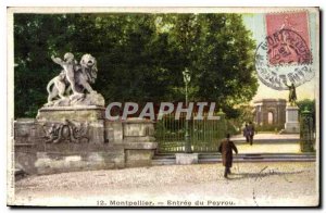 Postcard Old Montpellier Peyrou Lion Entree